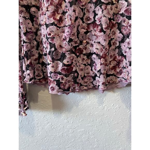 INC International Concepts VIntage y2K Ruffled Lacey Floral Blouse Size M - Picture 7 of 8